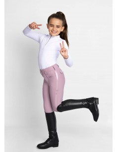 Pantalones infantiles de equitacion abrigados color Violeta