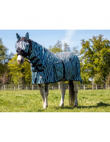 Zebra Print Horse Fly Rug All In One Belly And Tail Flap Elastic Neck FREE MASK 