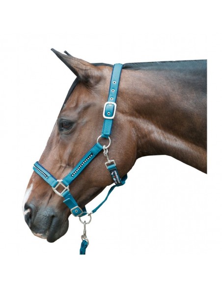 HKM Head collar set with snap Crystal