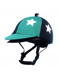 RED & BOTTLE GREEN RIDING HAT COVER 